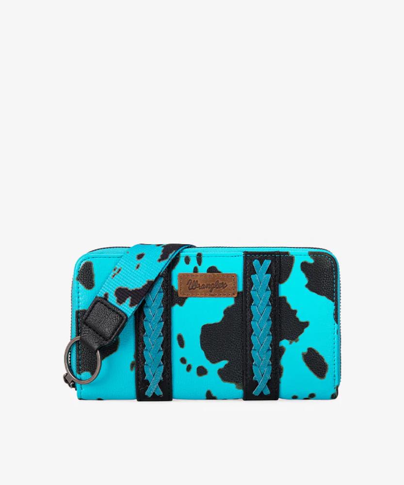 Montana West Wrangler Cow Print Wallet -Turquoise - Turquoise-WG133-W006TQ