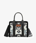 Montana West Wrangler Sherpa Southwestern Print Mall Canvas Tote/Crossbody Black-WG166-8120SBK