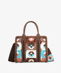 Montana West Wrangler Sherpa Southwestern Print Mall Canvas Tote/Crossbody Coffee-WG166-8120SCF