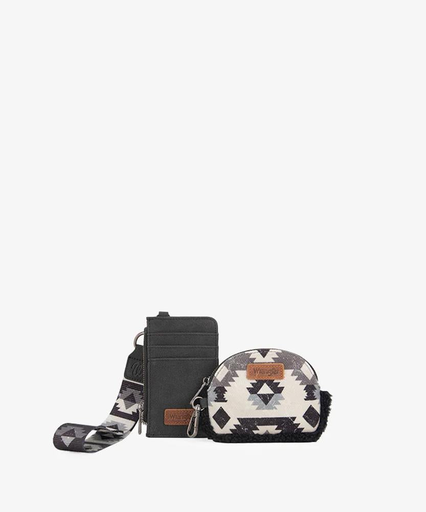 Montana West Wrangler Sherpa Southwestern Art Print Dual Pouch Wristlet -Black - Black-WG166-W0051BK