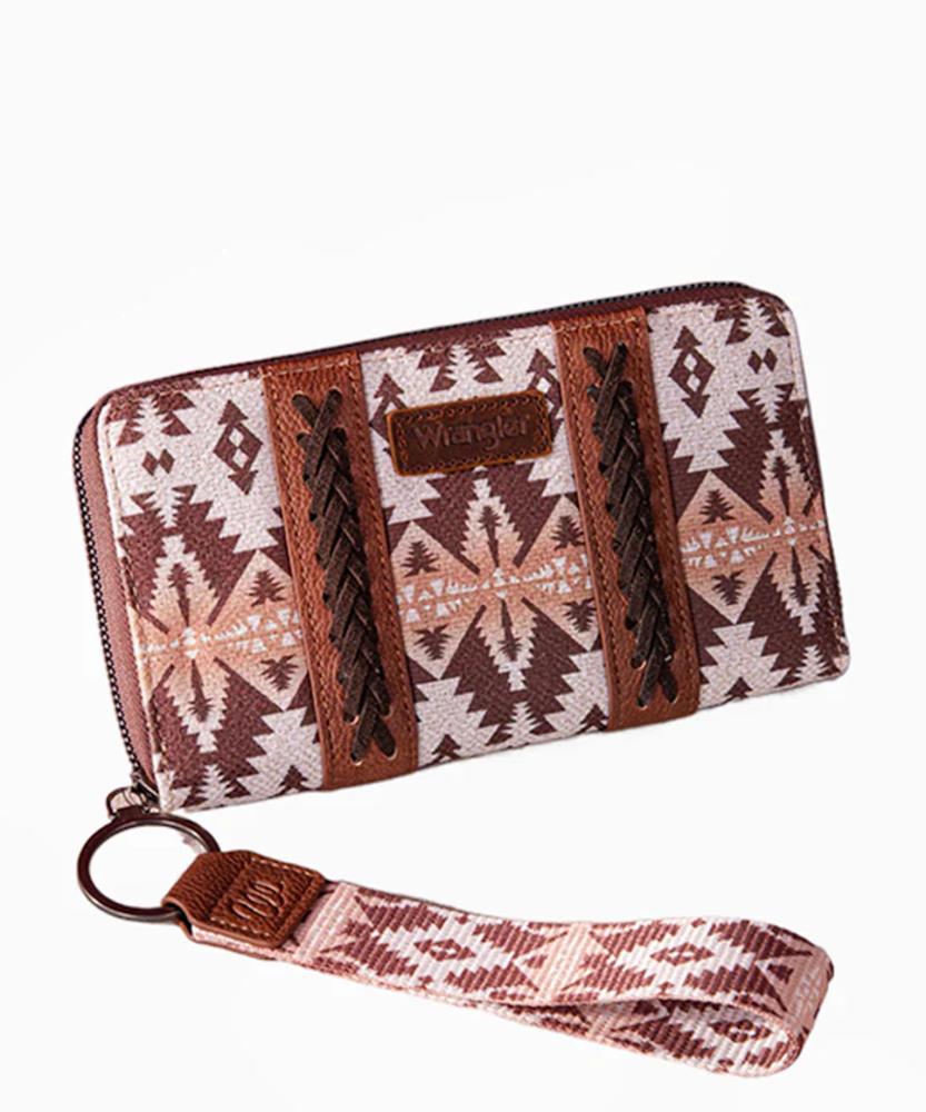 Montana West Wrangler Southwestern Art Print Wallet Light Coffee Light Coffee-WG2203-W006LCF
