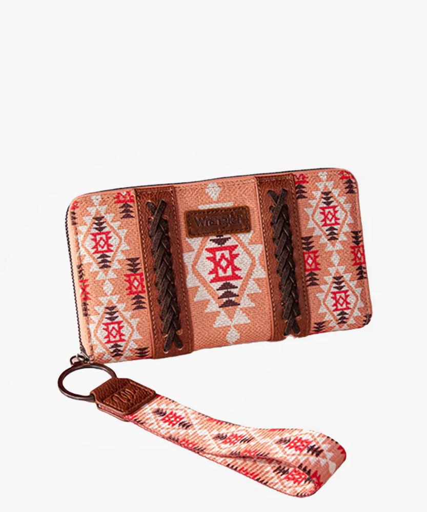 Montana West Wrangler Southwestern Art Print Wallet Orange Orange-WG2203-W006OR