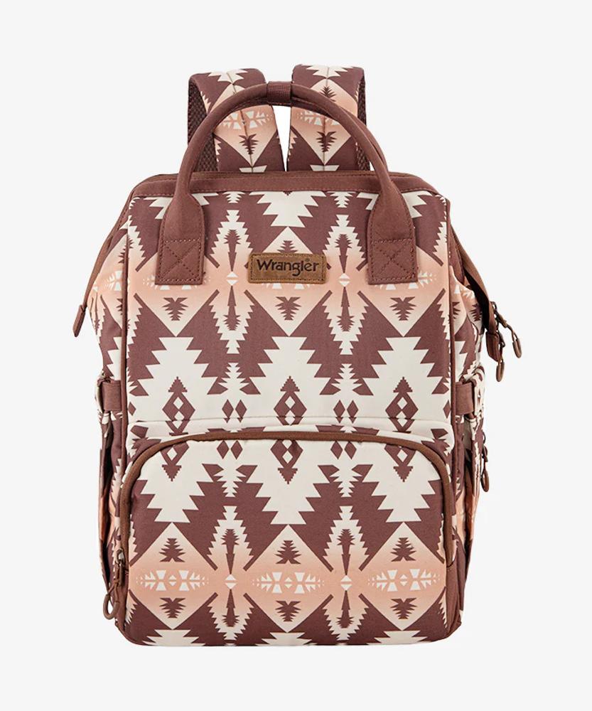 Montana West Wrangler Aztec Printed Callie Backpack Brown Brown-WG2204-9110BR