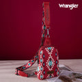 Montana West Wrangler Aztec Print Crossbody Sling Chest Bag Burgundy Burgundy-WG2205-210BDY
