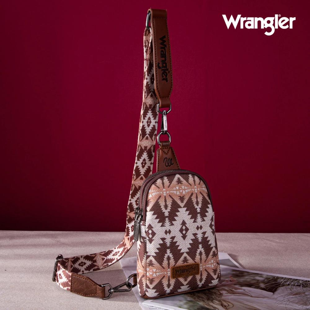 Montana West Wrangler Aztec Print Crossbody Sling Chest Bag Light Coffee Light Coffee-WG2205-210LCF