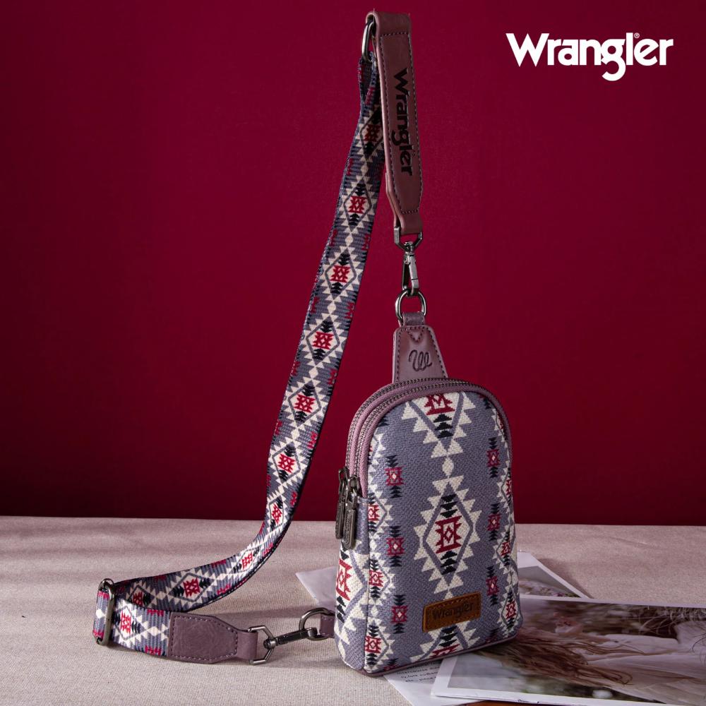 Montana West Wrangler Aztec Print Crossbody Sling Chest Bag Lavender Lavender-WG2205-210LV