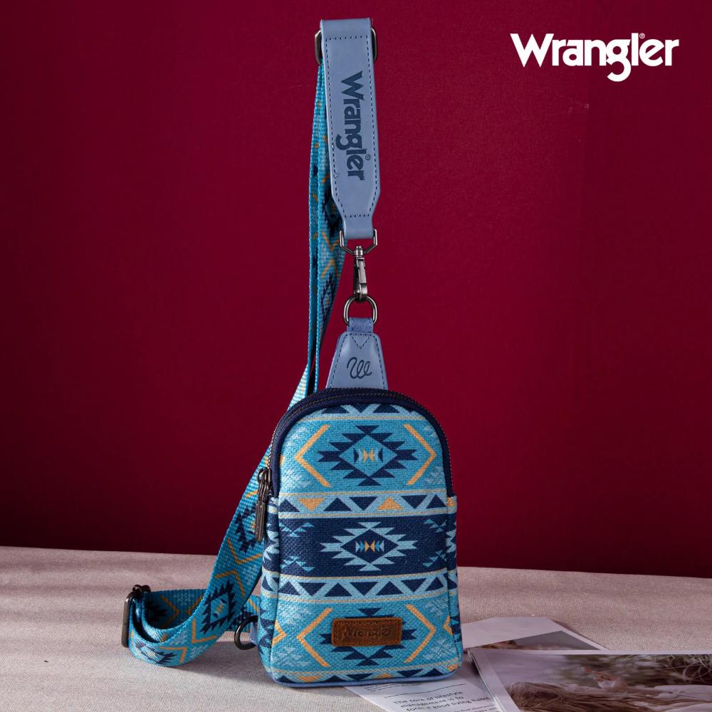 Montana West Wrangler Aztec Print Crossbody Sling Chest Bag Navy Navy-WG2205-210NY
