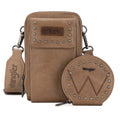 Montana West Wrangler Crossbody Cell Phone Purse 3 Zippered Compartment With Coin Pouch Kha-WG48S-270KH