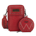 Montana West Wrangler Crossbody Cell Phone Purse Zippered Compartment With Coin Pouch Red-WG48S-270RD