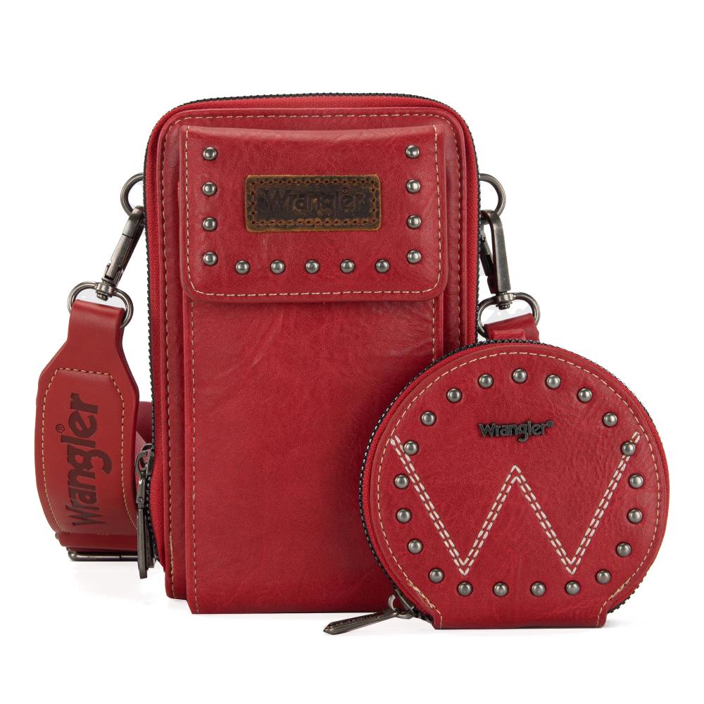Montana West Wrangler Crossbody Cell Phone Purse Zippered Compartment With Coin Pouch Red-WG48S-270RD