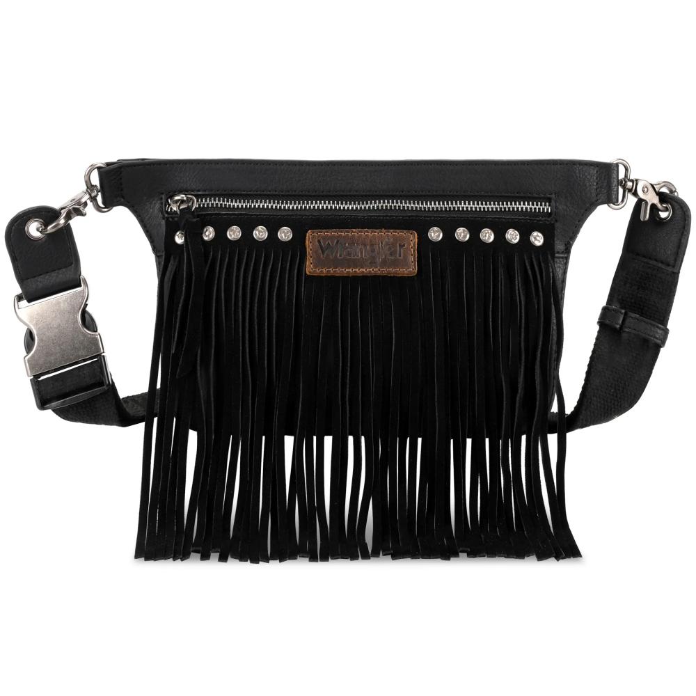 Montana West Wranglerfringefannypackbeltbagslingbagblackblack-WG73-8194BK