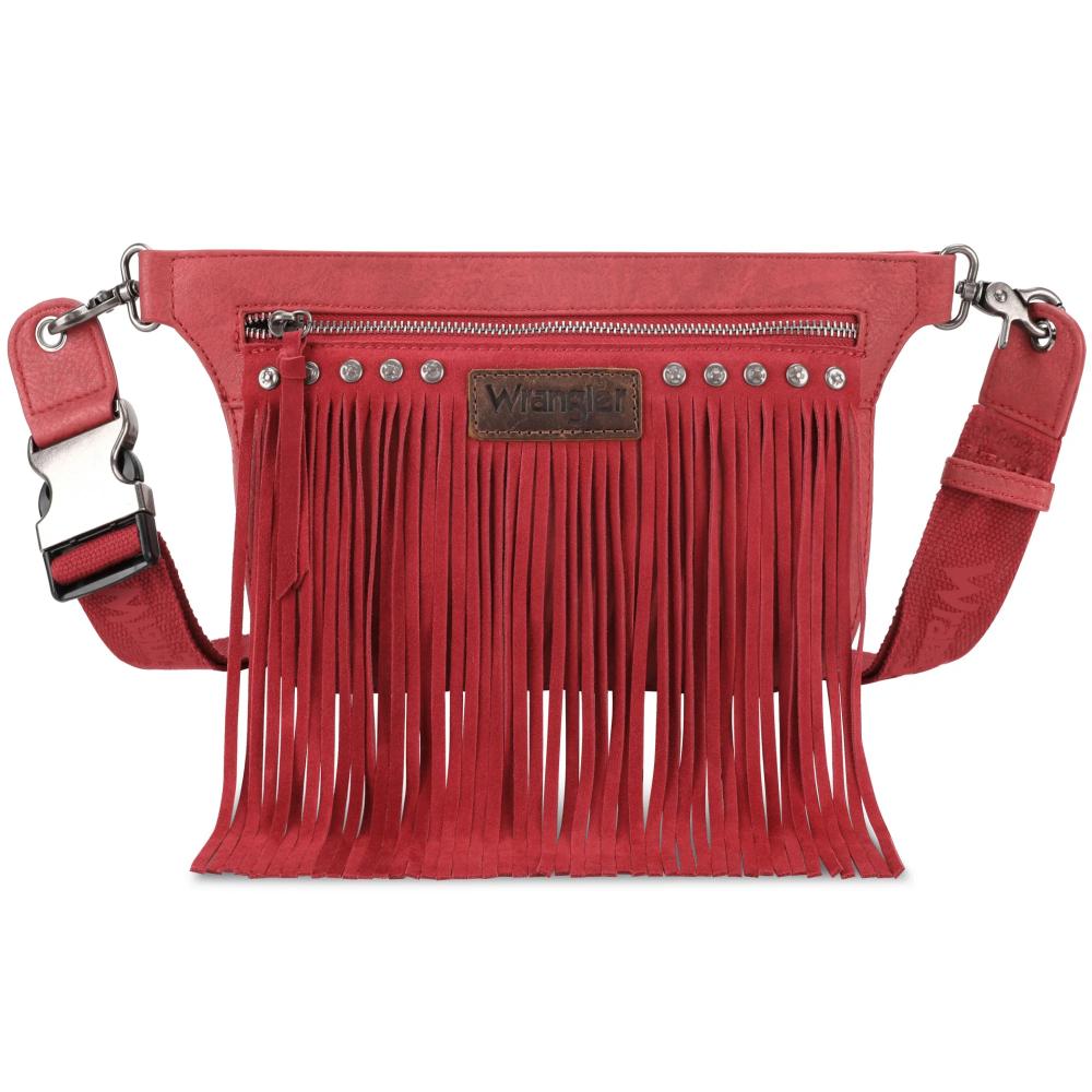 Montana West Wranglerfringefannypackbeltbagslingbagredred-WG73-8194RD
