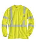 Carhartt Mens Force Hi Vis Class 3 Long Sleeve T Shirt Brite Lime-100496-323