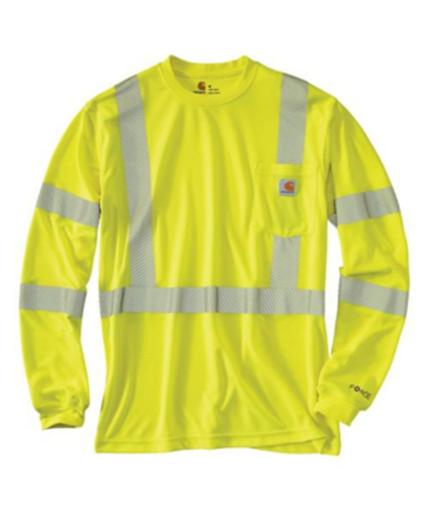 Carhartt Mens Force Hi Vis Class 3 Long Sleeve T Shirt Brite Lime-100496-323