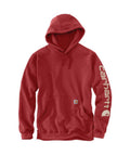 Carhartt Mens Loose Fit Midweight Logo Sleeve Graphic Hoodie Crabapple Heather-K288-RA0