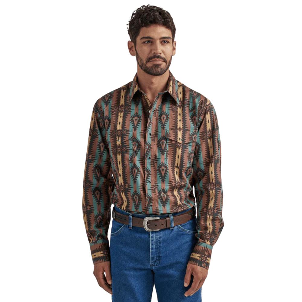 Wrangler Mens Checotah Ls Snap Brown 7428-112337428