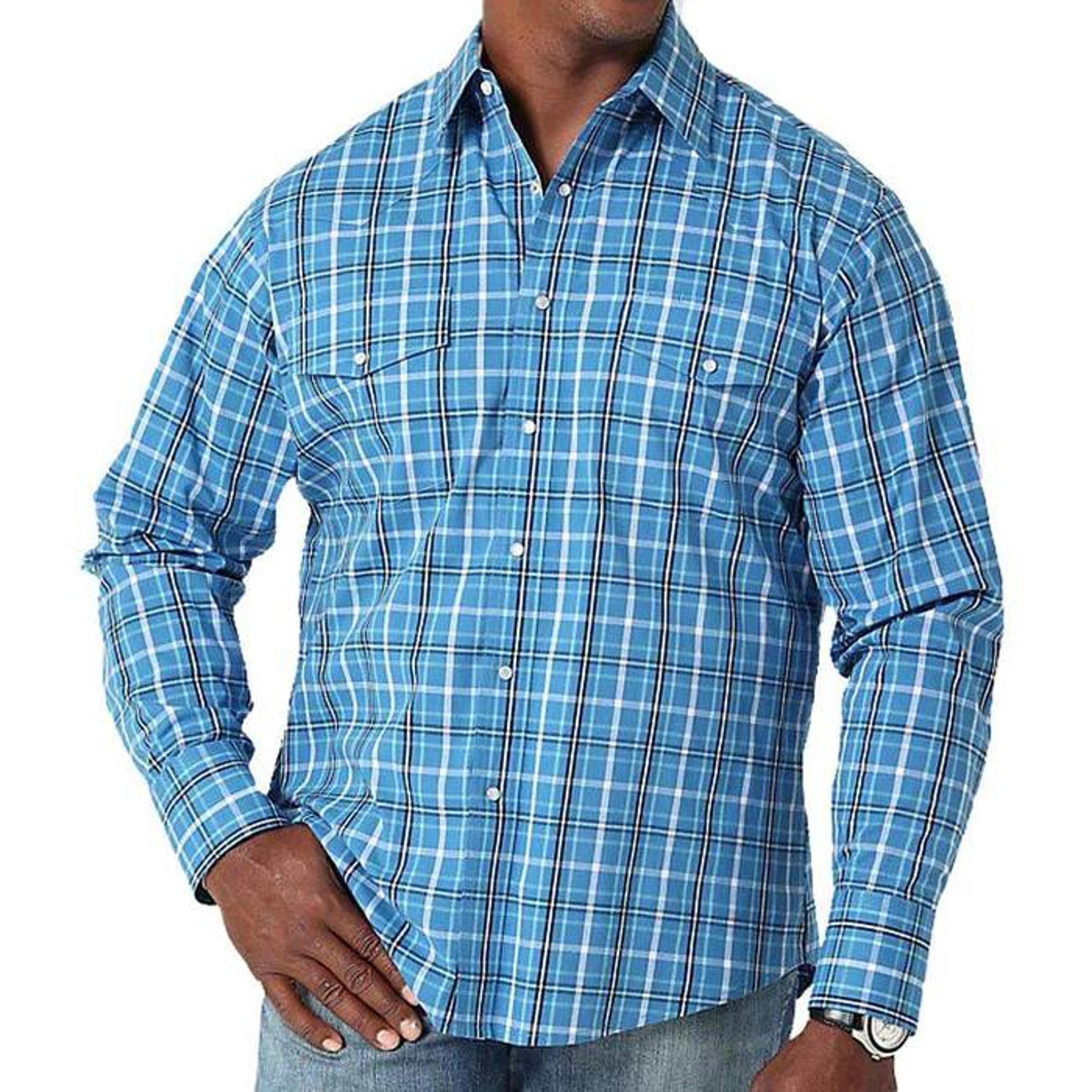 Wrangler Mens Wr Ls Snap Shirt Blue-112317085