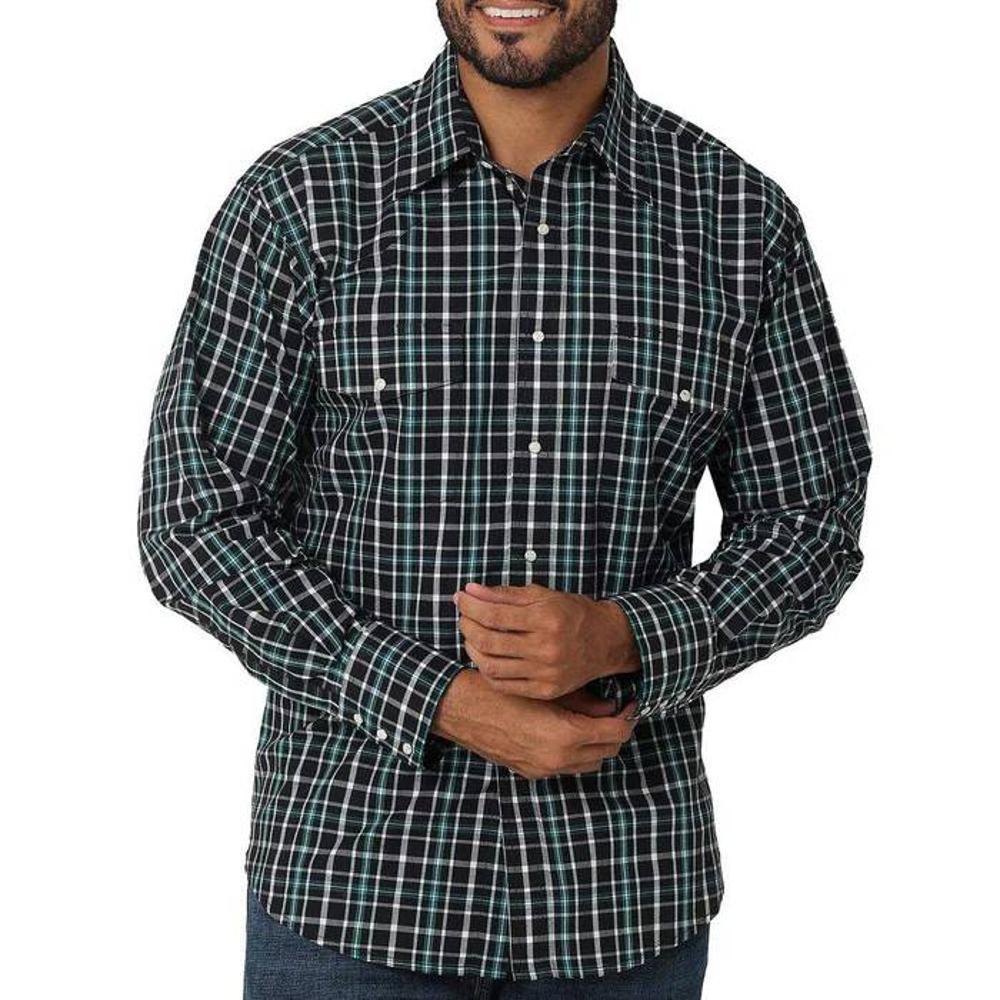 Wrangler Mens Wr Ls Snap Shirt Mwr42205x Black-112318685