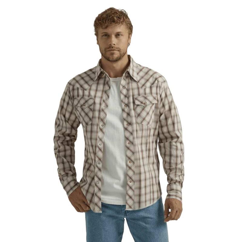 Wrangler Mens Sp23 Mens Wfs Ls Snap Mwfs12306e Brown-112324668