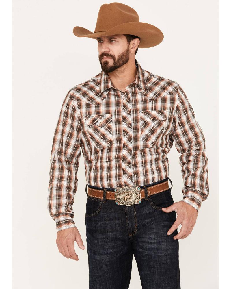 Wrangler Mens Sum23 Mens Wfs Ls Snap Mwfs22307e Brown-112326466