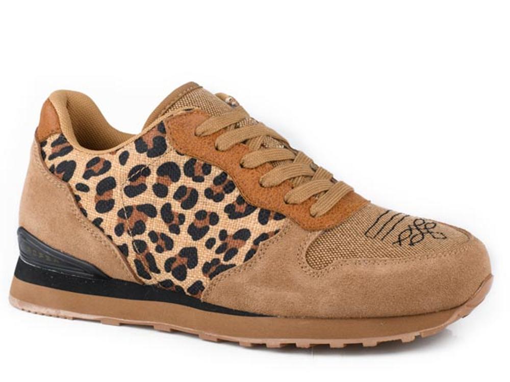 Roper Womens Giddyup Leopard Suede Jogger Shoe-21-1797-3539TA