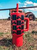Flying S Kids 24oz Western Tumbler | Red Checked Tractor-1572-RE-CKTR