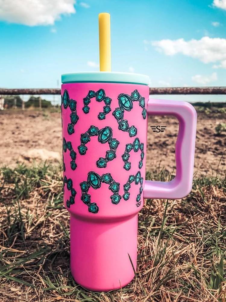 Flying S Company Kids 24Oz Western Tumbler | Pink Squash-1572-PI-NJ