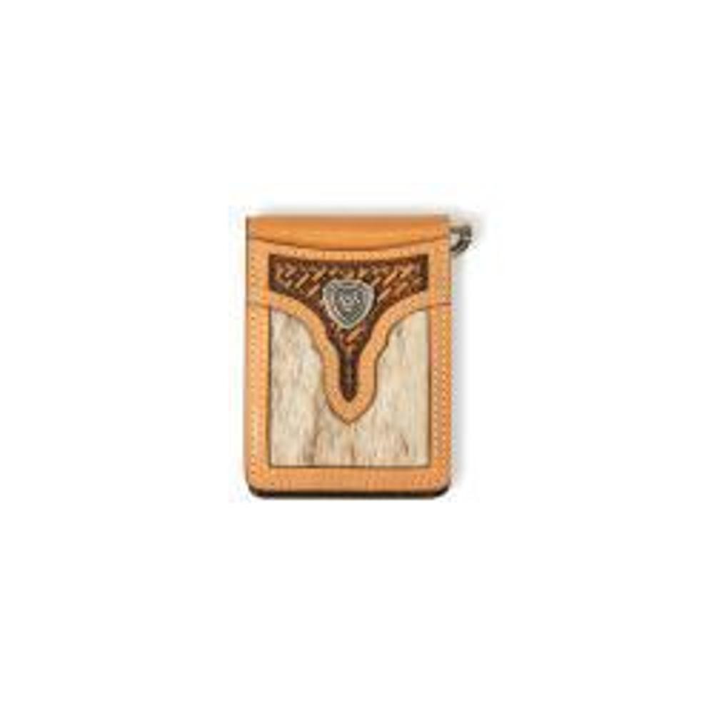 M&F Western Ariat Bifold Money Clip Calf Hair Basket Weave Natural