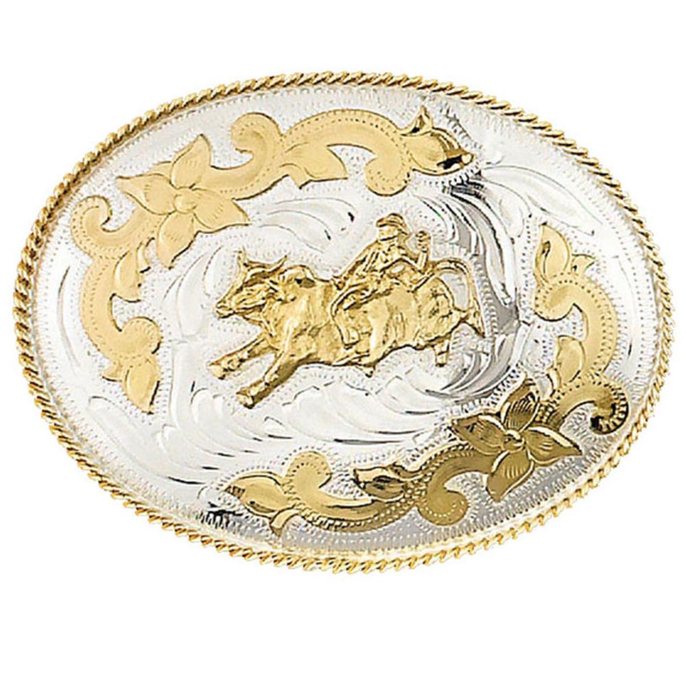 Western Express Inc Bull Rider Silver Buckle Floral Oversize-FR-875
