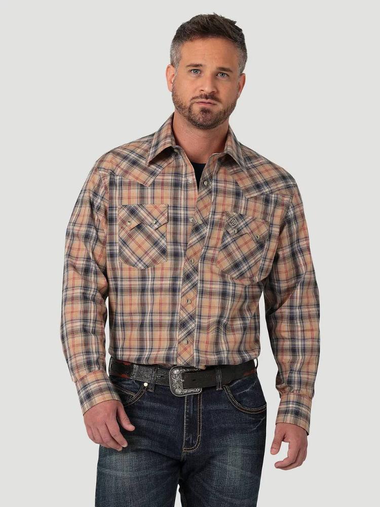 Wrangler Mens Fa23 Mens Retro Core Ls Mv32303e Tan-112330421