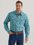 Wrangler Mens Fa23 Mens Wfs Ls Snap Mwfs32306q Teal-112330775