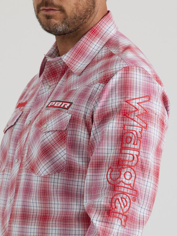 Wrangler Mens Sum24 Pbr Logo Ls Snap -pbr22401r Red-112346236