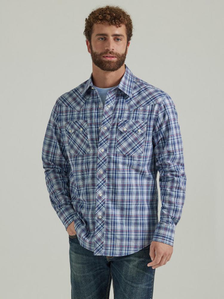 Wrangler Mens Sum24 Retro Core Ls - Mv22403b Blue-112346237