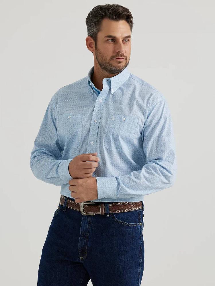 Wrangler Mens Sum24 George Strait Ls- Mgs22410b Blue-112346532
