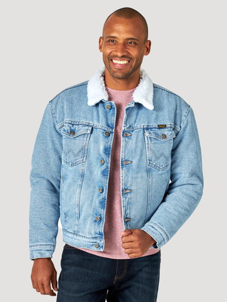 Wrangler Mens Sherpa Lined Denim Jacket-112314730
