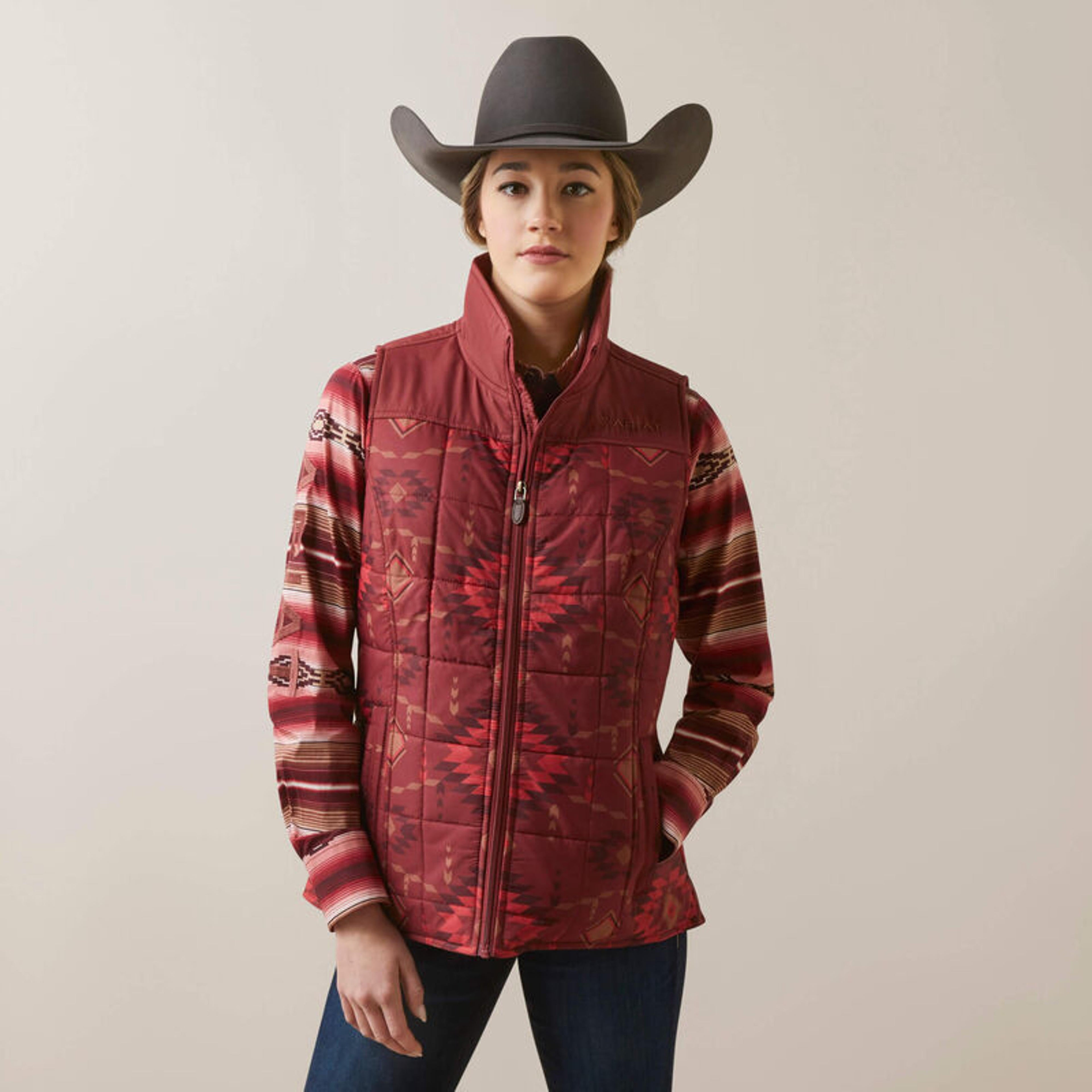 Ariat Womens Crius In Vest Burnt Rose Print-10046683