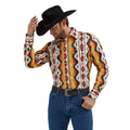Wrangler Mens Checotah Aztec Orange & Black Western Shirt Orange Black-112355378