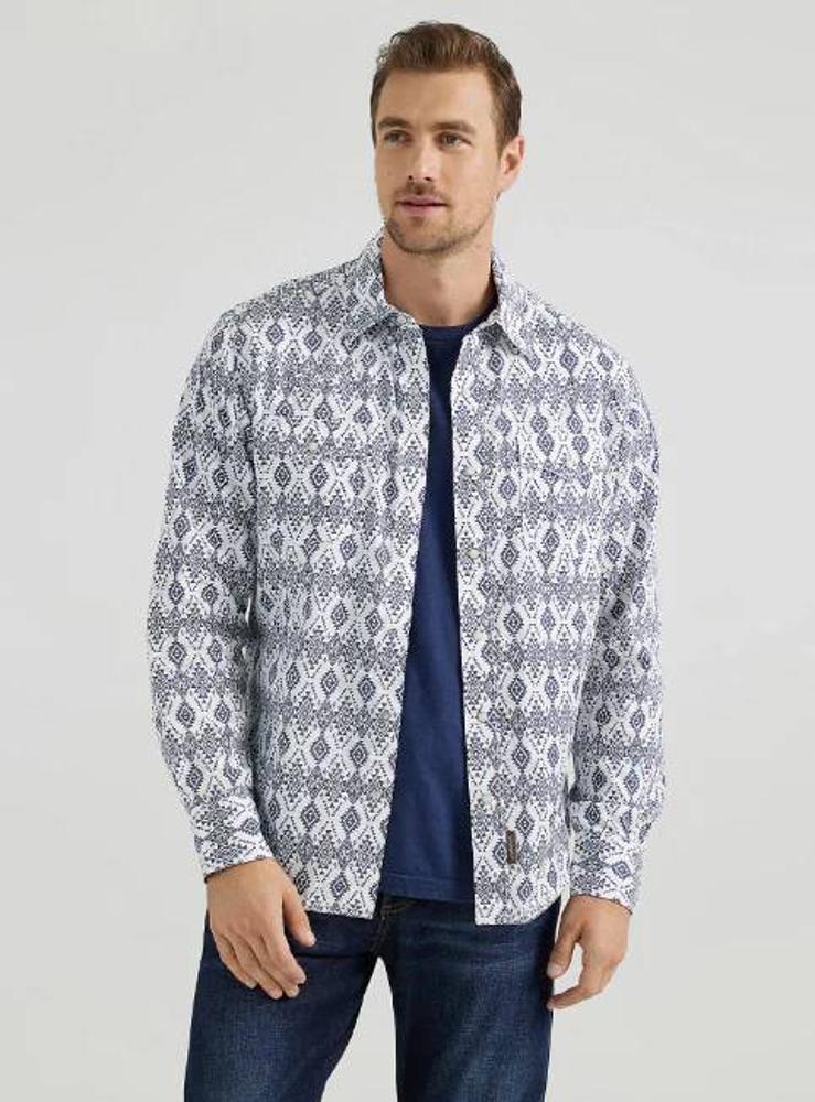 Wrangler Mens Retro Premium Mens Navy Diamonds Long Sleeve Grey-112356587