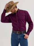 Wrangler Mens George Strait Solid Plum - Mens Shirt-112356611
