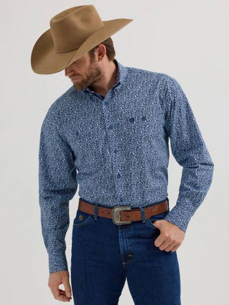 Wrangler Mens George Strait Blue Floral - Mens Shirt-112356614