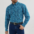 Wrangler Mens George Strait Teal Paisley - Mens Shirt-112356632