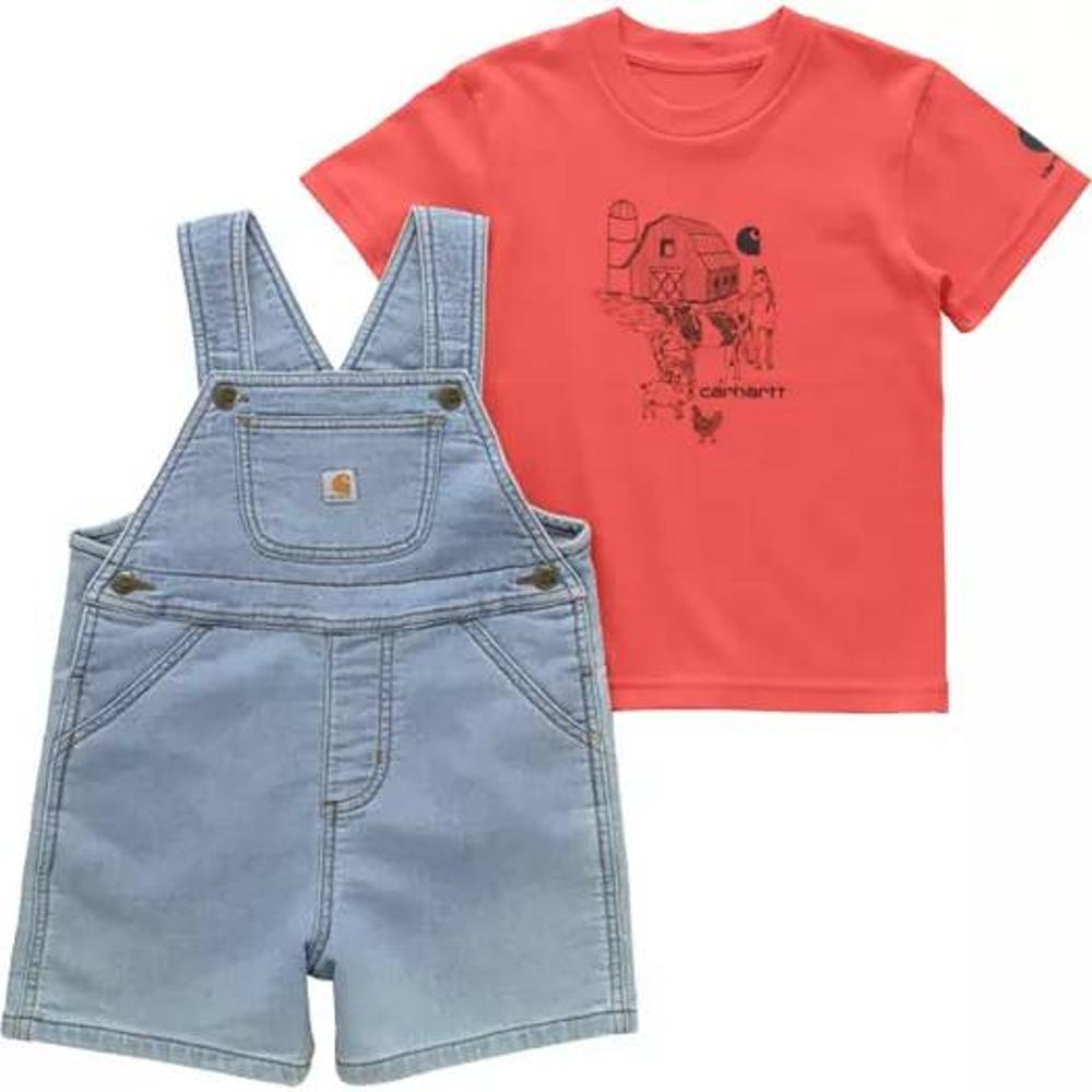 Carhartt Kids Short-Sleeve T-Shirt And Denim Shortall Set-CG8973-N108-T
