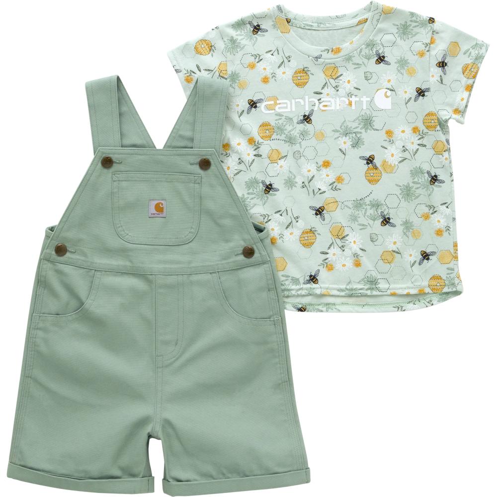 Carhartt Kids Short-Sleeve Bee Bodysuit And Canvas Shortall Set-CG9929-GH5-T