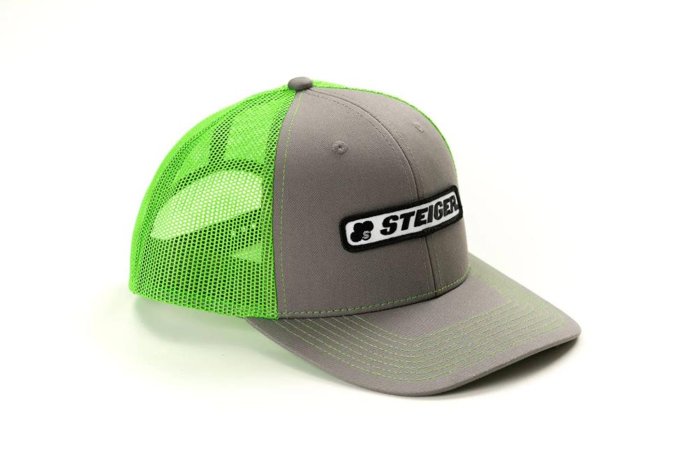 JD Productions Stiger Logo Hat, Chrcoal Gray With Neon Green Mesh