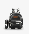 Montana West Wrangler Cow Print Trimmed Mini Backpack Withcoin Pouch-WG102-8600BK