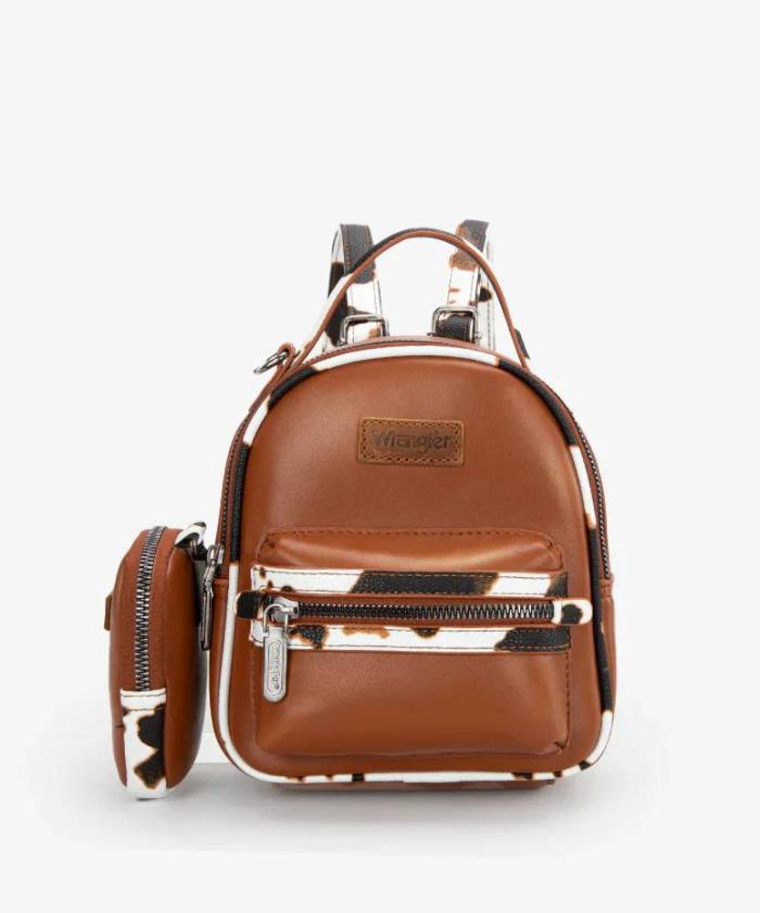 Montana West Wrangler Cow Trimmed Mini Backpack With Coin Pouch-WG102-8600BR