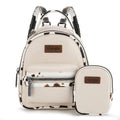 Montana West Wrangler Cow Print Trimmed Mini Backpack With Coin Pouch-WG102-8600TN