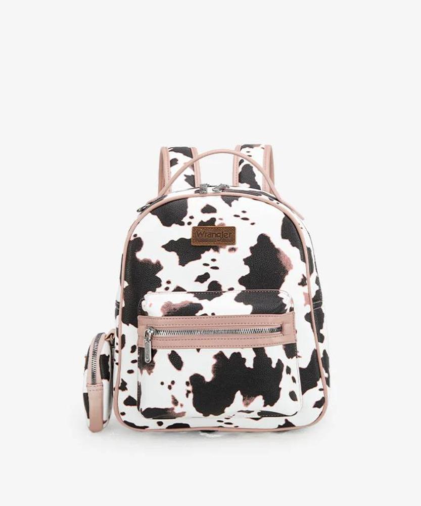 Montana West Wrangler Cow Print Backpack With Coin Pouch-WG102-8603PK