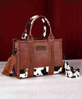 Montana West Wrangler Cow Print Mini Tote/Crossbody-WG102S-8120BR