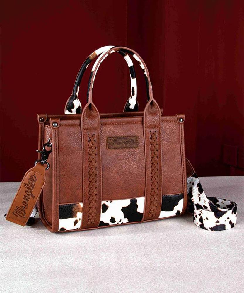 Montana West Wrangler Cow Print Mini Tote/Crossbody-WG102S-8120BR